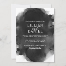 Invitación Boda de Foto en Acuarela en Blanco y Negro