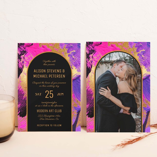 Invitación Boda de FOTO en arco abstracto moderno (Subido por el creador)