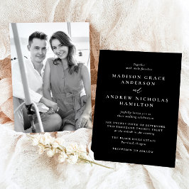 Invitación Boda de Foto en Blanco y Negro Minimalista Moderna