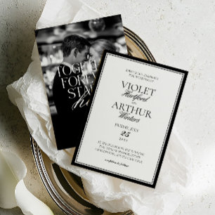 Invitación Boda de Foto en Blanco y Negro Minimalista Moderno
