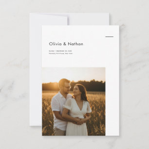 Invitación Boda de Foto en Blanco y Negro Minimalista Simple