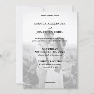 Invitación Boda de Foto en Blanco y Negro Moderna