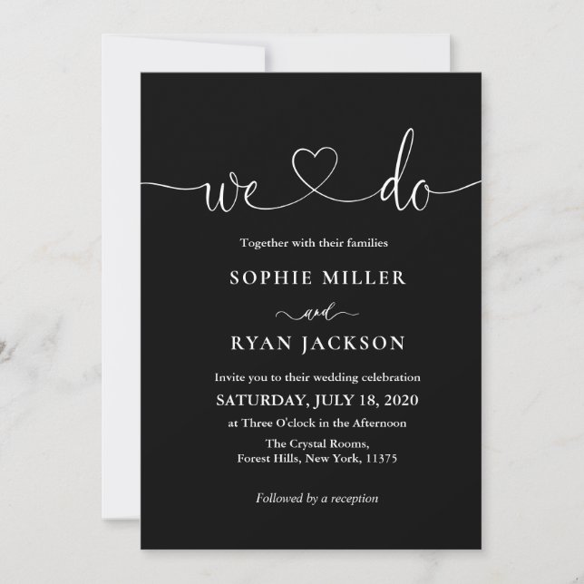 Invitación Boda de foto en blanco y negro moderno (Anverso)