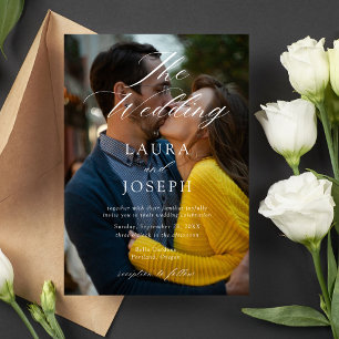 Invitación Boda de Foto en Blanco y Negro Moderno Personaliza