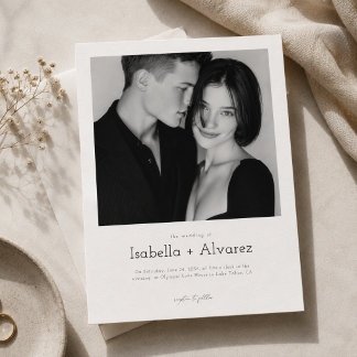 Invitación Boda de Foto en Blanco y Negro Simple Moderna