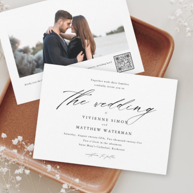 Invitación Boda de Foto en Blanco y Negro Simple Moderna (Subido por el creador)