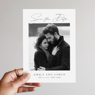 Invitación Boda de Foto en Código QR Blanco y Negro Moderno