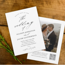 Invitación Boda de Foto Escritura Elegante