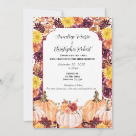 Invitación Boda de Foto Floral Acuarela Otoñal Rústica