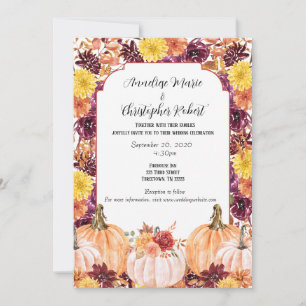 Invitación Boda de Foto Floral Acuarela Otoñal Rústica