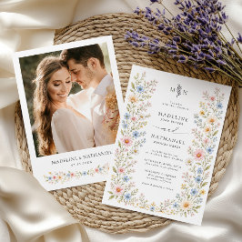 Invitación Boda de Foto Floral de Acuarela de Flor Silvestre