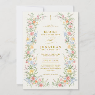 Invitación Boda de Foto Floral de Primavera Ornata con Pastel