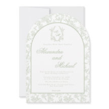 Boda de foto floral monograma de toile verde salvi