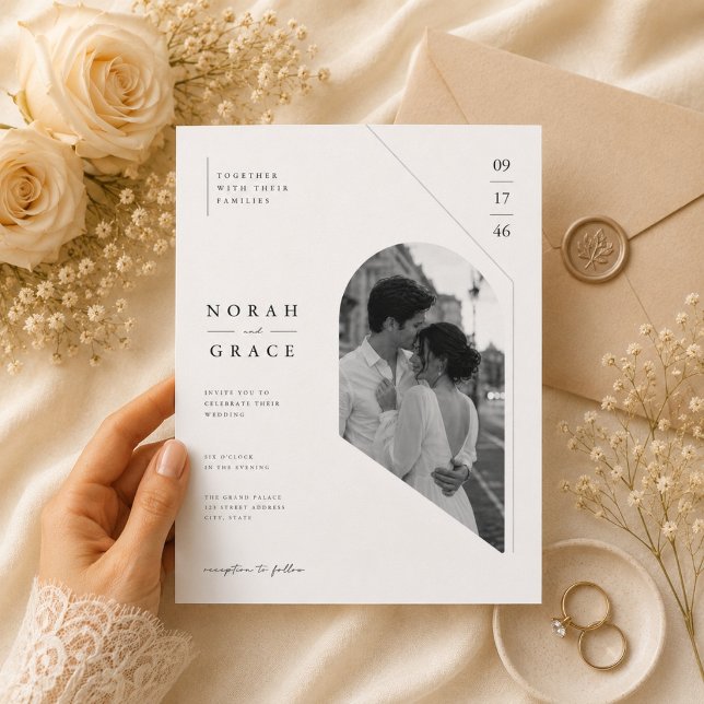 Invitación Boda de Foto Geométrica Moderna (Subido por el creador)