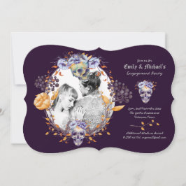 Invitación Boda de FOTO gótica/compromiso cráneo púrpura