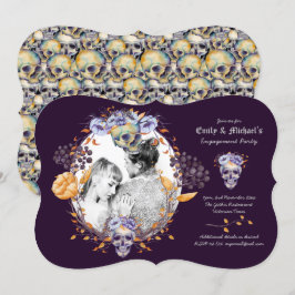 Invitación Boda de FOTO gótica/compromiso cráneo púrpura