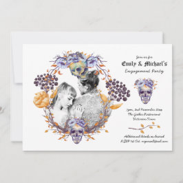 Invitación Boda de FOTO gótica/compromiso cráneo púrpura