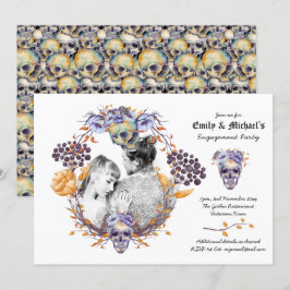 Invitación Boda de FOTO gótica/compromiso cráneo púrpura