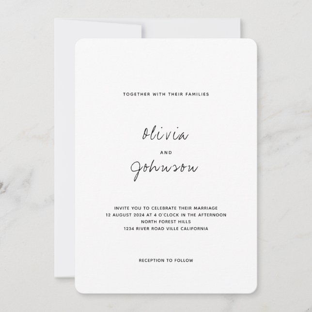 Invitación Boda de Foto Minimalista (Anverso)