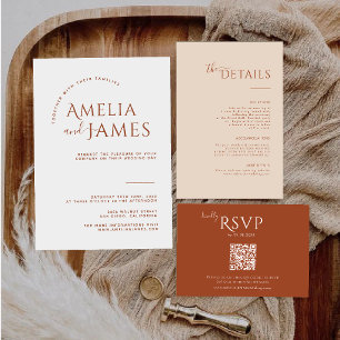 Invitación Boda de Foto Minimalista Moderna Boho Terracota