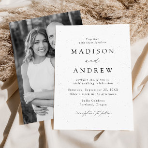 Invitación Boda de Foto Moderna con Manchas Blancas y Negras