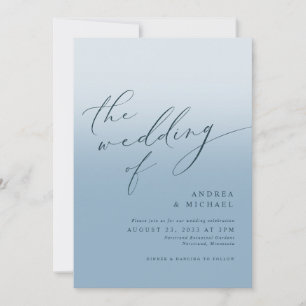 Invitación Boda de Foto Naval Azul Polvoriento Simple Moderno