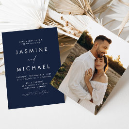 Invitación Boda de foto naval con guión minimalista moderno
