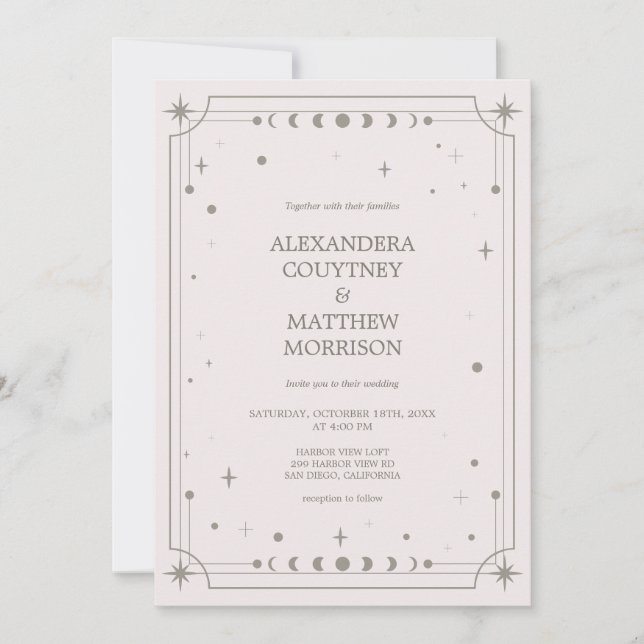 Invitación Boda de Foto Nocturna Estelar Celestial (Anverso)