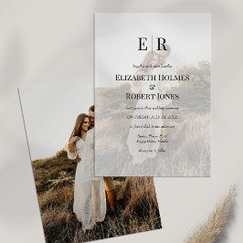 Invitación Boda de Foto Personalizada con Monograma Moderno y