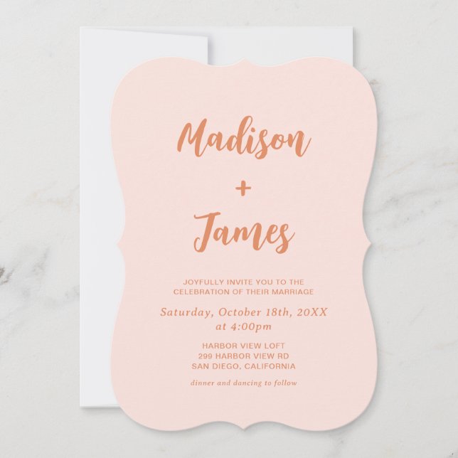 Invitación Boda de Foto Retro Boho Naranja  (Anverso)