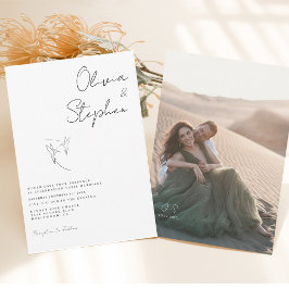 Invitación Boda de Foto Romántica en Blanco y Negro Minimalis