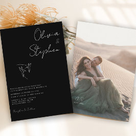Invitación Boda de Foto Romántica Negra Minimalista
