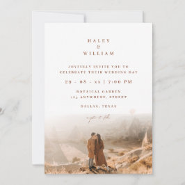 Invitación Boda de Foto Script Minimalista Boho Terracota