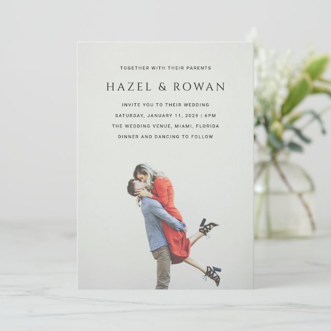 Invitación Boda de Foto Simple Moderna (Anverso de pie)
