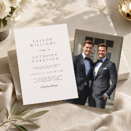 Invitación Boda de Foto Simple Moderna y Elegante en Marfil