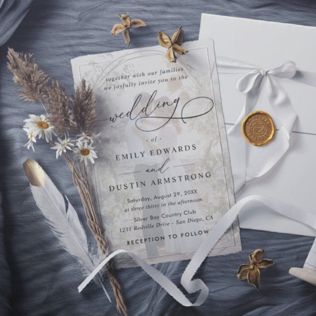 Invitación Boda de Foto Superposición Simple Blanco y Negro (Subido por el creador)