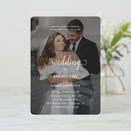 Invitación Boda de Foto Superpuesta Simple en Blanco y Negro
