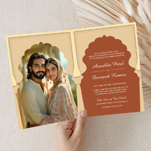 Invitación Boda de Foto Terracota de Arco Tradicional Indio