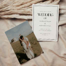Invitación Boda de Foto Tipografía Negra Blanca Moderna y Neg