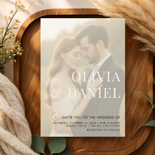 Invitación Boda de Foto Transparente Moderna y Elegante
