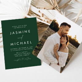 Invitación Boda de Foto Verde de Guion Minimalista Moderno