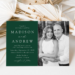 Invitación Boda de Foto Verde Elegante Moderno