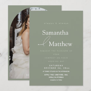 Invitación Boda de Foto Verde Menta Simple Moderno