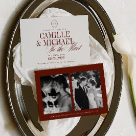 Invitación Boda de Fotografía 2 Elegante Caligrafía Ata el Nu