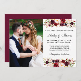 Invitación Boda de fotografía acuarela borgoñona