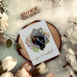 Invitación Boda de fotografía acuarela moderna
