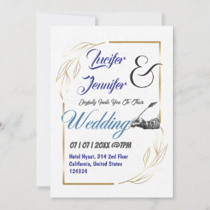 Invitación Boda de fotografía Boho Luxury Gold y Navy Blue Pe