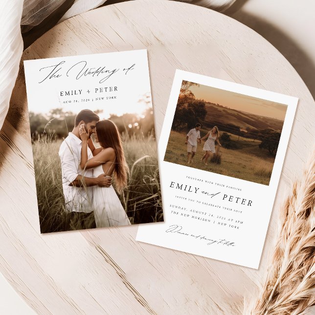 Invitación Boda de fotografía Boho Minimalista moderno de pre (Subido por el creador)