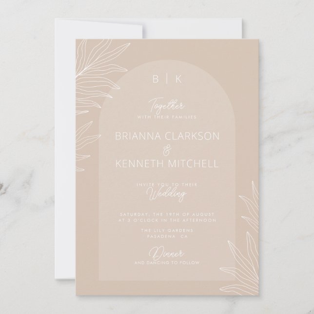 Invitación Boda de fotografía Boho Neutral para el arco de co (Anverso)