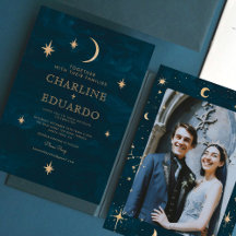 Boda de fotografía celestial con estrellas de oro 
